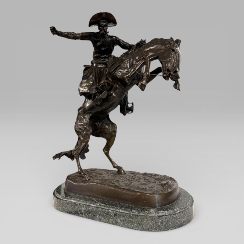 Large Cowboy Bronze ‘Bronco Buster’ After Frederic Remington, Early–Mid 20th - Image 11